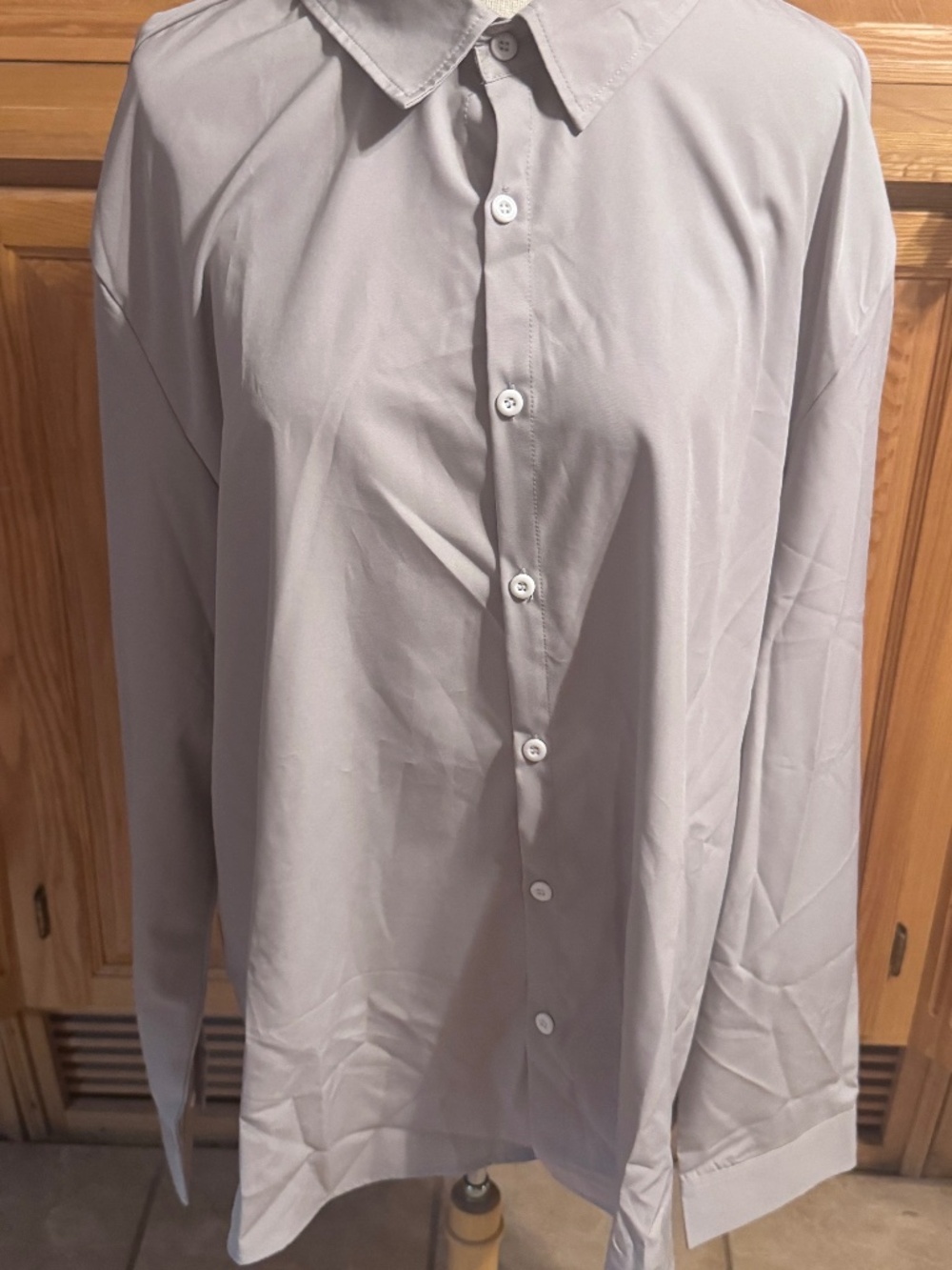 Manfinity 4XL Men's Gray Long Sleeve Button Down Dress Shirt Business Attire